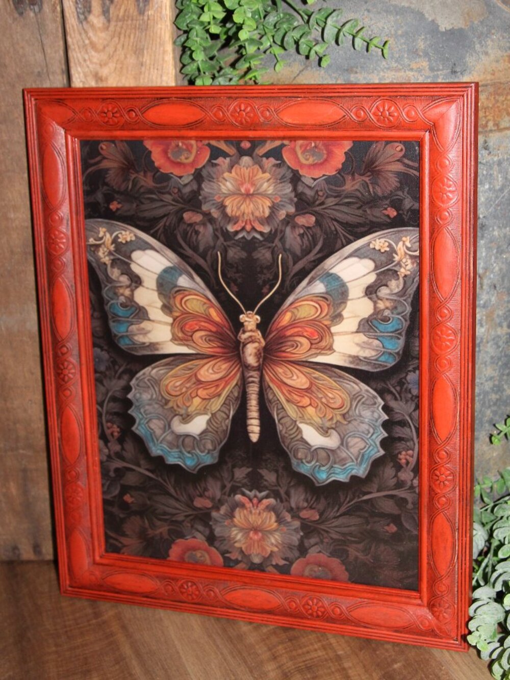 Large Ornate Eclectic Dark Moody BOHO Farmhouse Butterfly & Floral Wall Decor